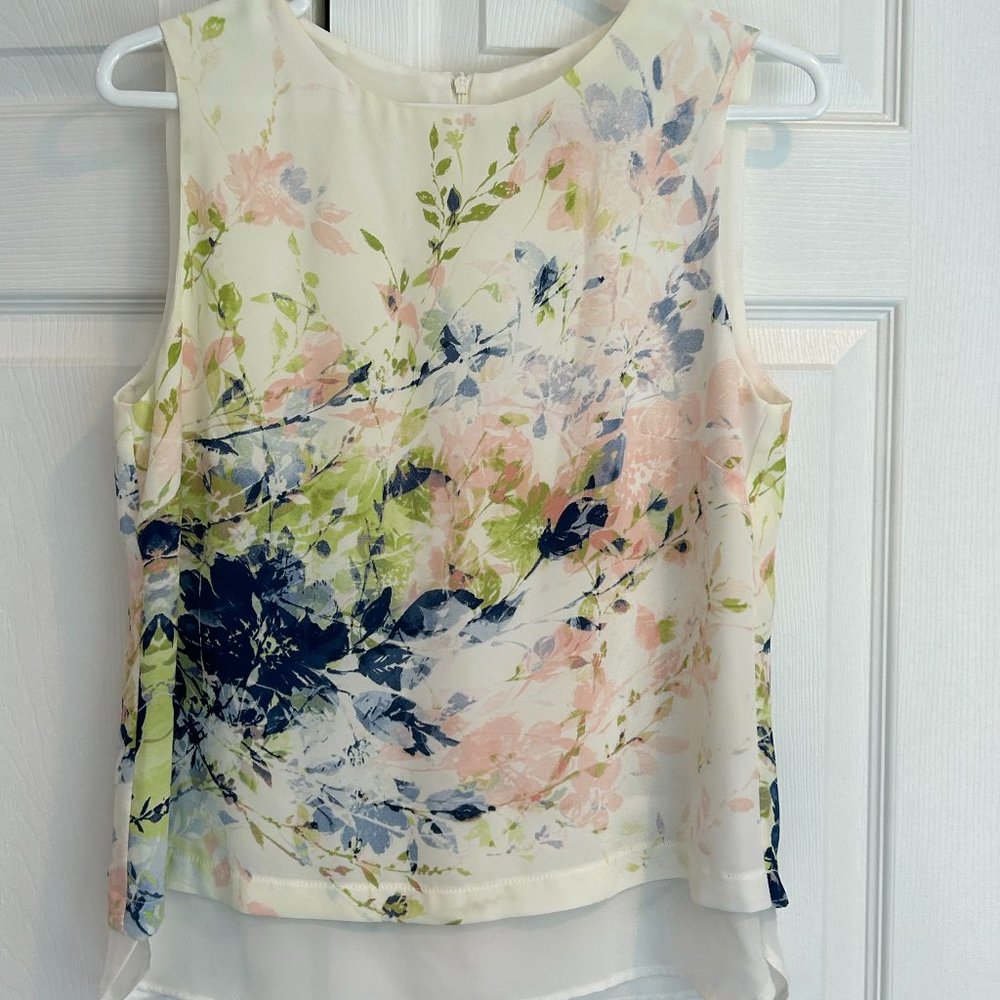 Rose and Olive Abstract Floral Blouse